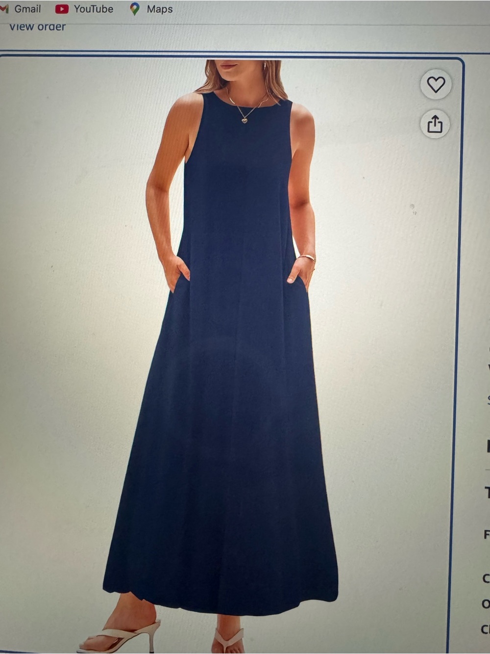 Sleeveless Maxi Dress in Navy - Classic A-Line Design